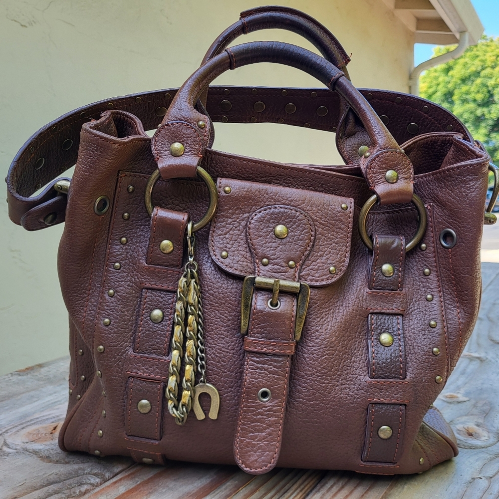 Betsey Johnson Vintage Genuine Leather Studded Handbag - Picture 2 of 8